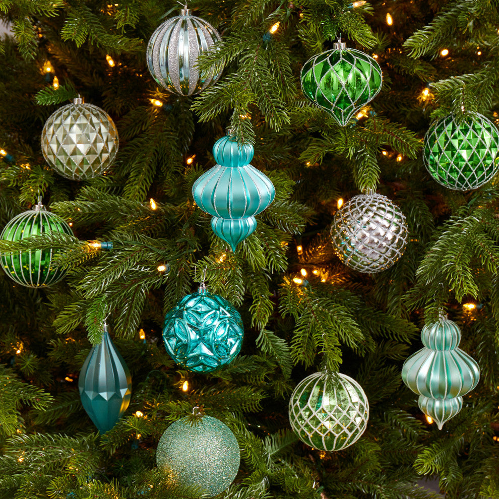 Nearly Natural Holiday Lux Shatterproof 12Count Christmas Tree Ornament Set100mm