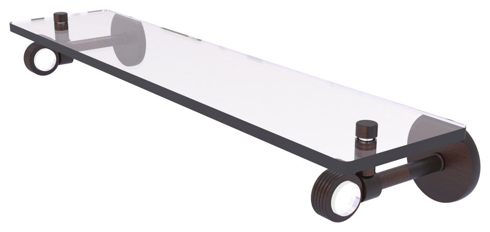 Clearview 22" Glass Shelf with Groovy Accents, Venetian Bronze