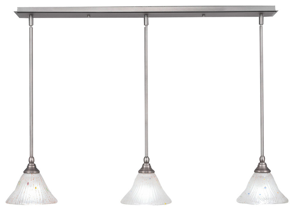 3 Light Mini Pendant In Brushed Nickel, 7" Frosted Crystal Glass