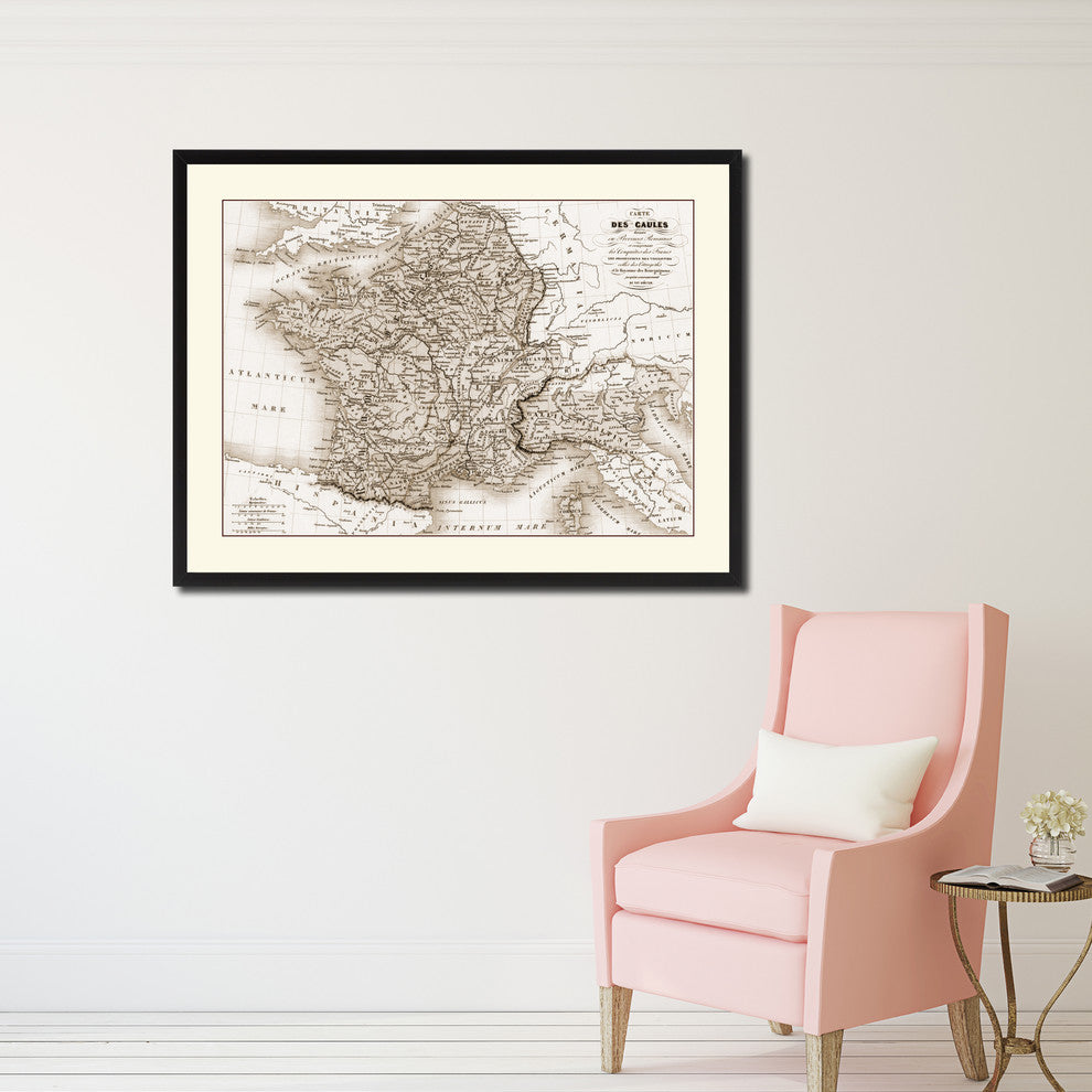 France Vintage Sepia Map Canvas Print, 16"x21"