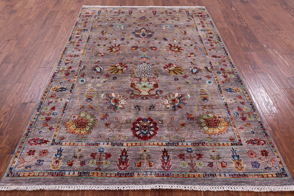 5' 9" X 8' 2" Hand-Knotted Persian Tabriz Wool Rug - Q12935