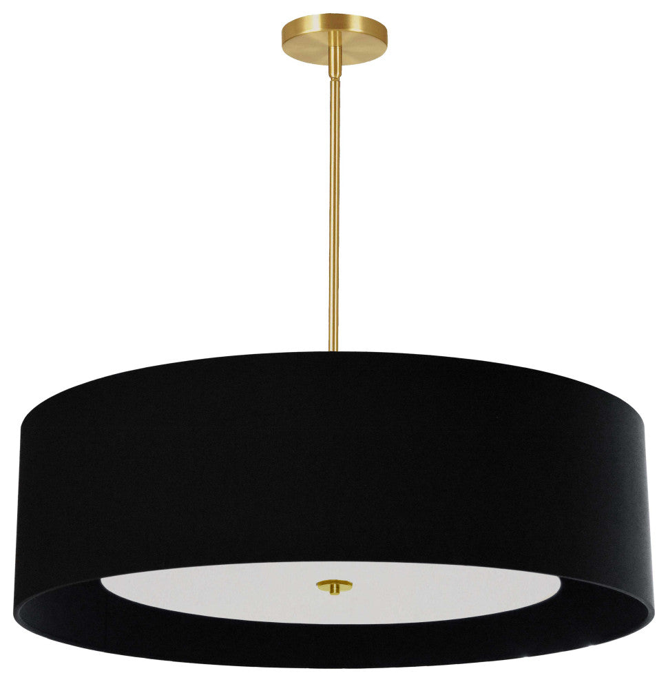 Helena Contemporary 4 Light Aged Brass Black Metal Pendant