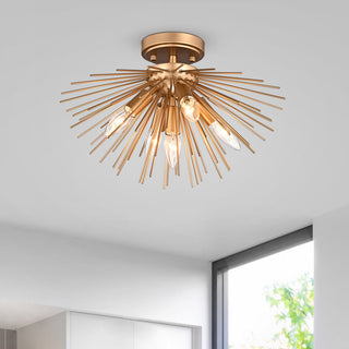 Sami Sputnik Shiny Bronze Metal Flush Mount With 5 Lights