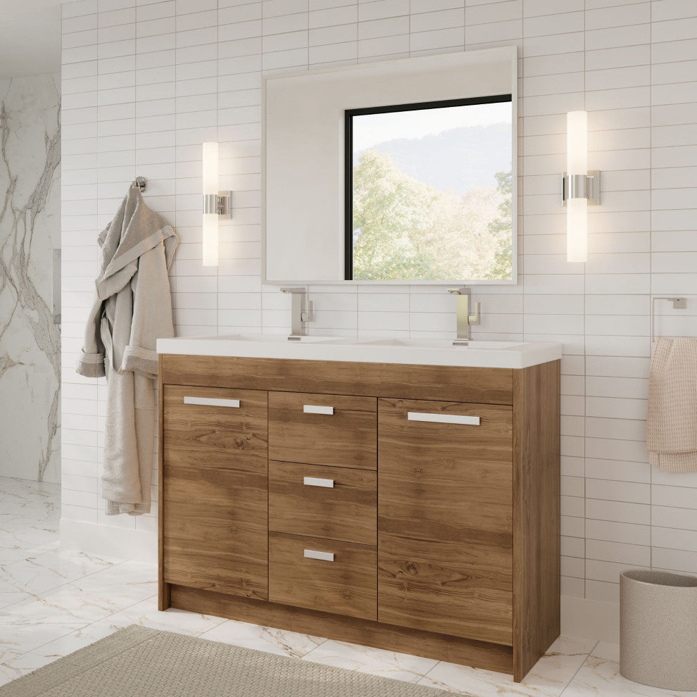 The Ashland Bathroom Vanity, Oak, 48", Double Sink, Freestanding