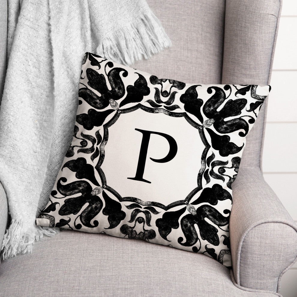 P Monogram 18x18 Indoor / Outdoor Pillow
