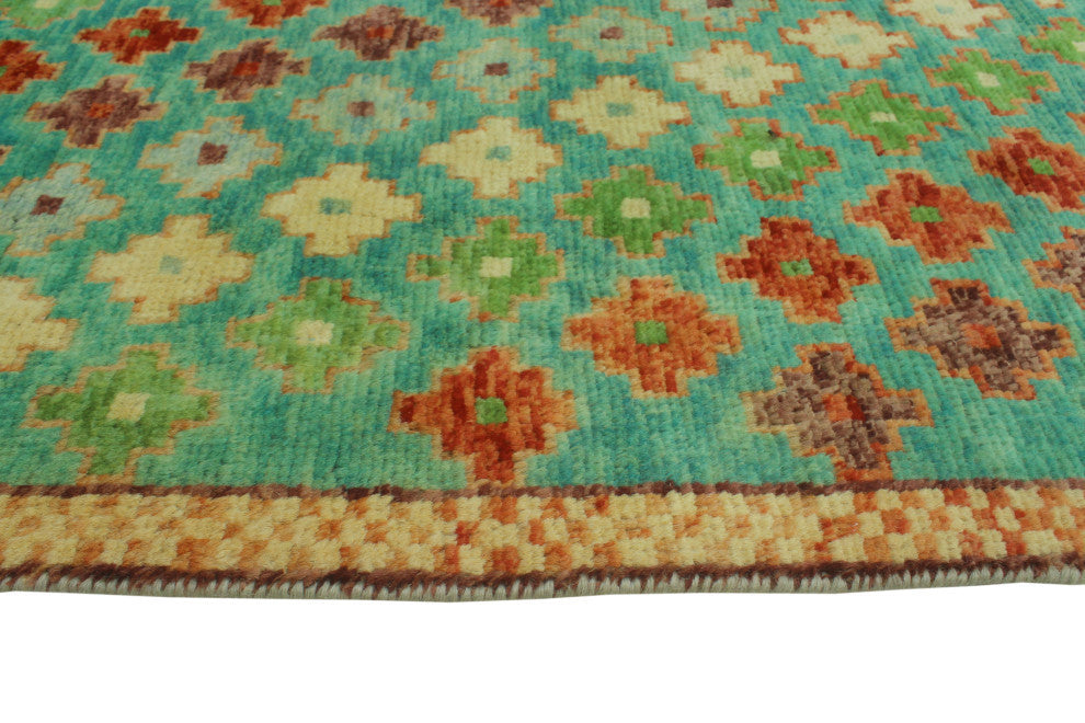 Balochi Timmy Turquoise/Orange Rug, 4'2x6'0