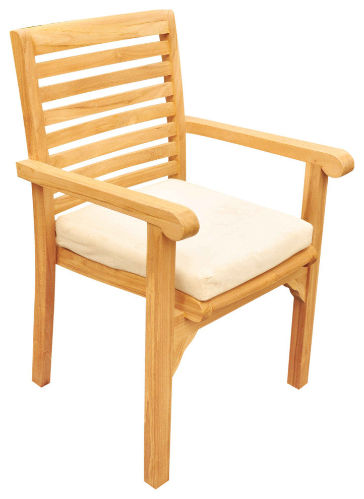 7-Piece Outdoor Teak Dining Set: 94" Rectangle Table, 6 Hari Stacking Arm Chairs