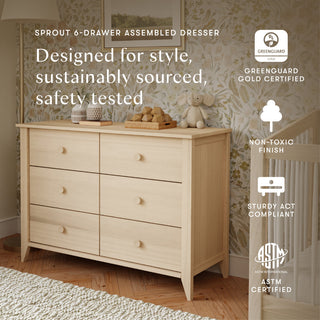 Sprout 6-Drawer Double Dresser, Washed Natural