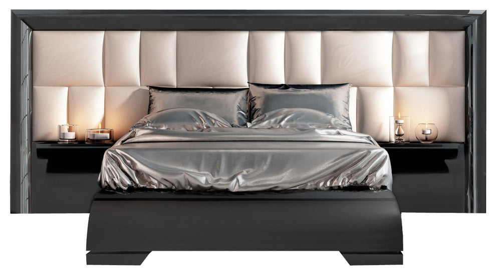 Md Sophie 41 Special Headboard Bedroom Set, Glossy Gray, Queen