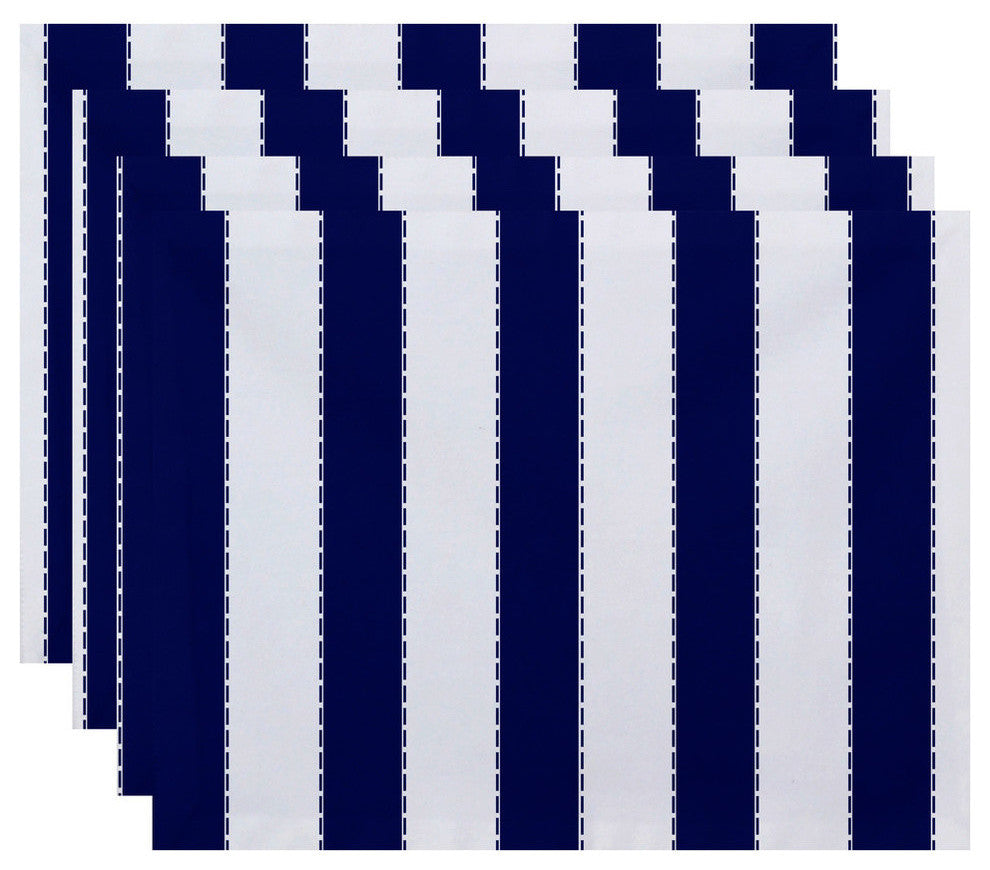 Stitch In Time Stripes Print Placement, Blue Suede, Set of 4