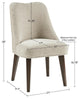 Martha Stewart Holls Round Piping Curved Back Side Dining Chair, Beige, Set of 2