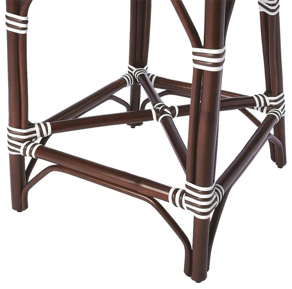 Counter Chair Stool Contemporary Brown Distressed Rattan Pe Plastic