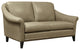 Sienna Genuine Leather Midcentury Modern Loveseat, Beige