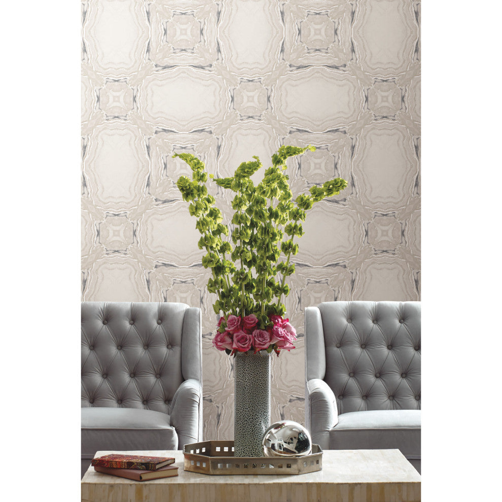 Gray and Black Metallic Stone Kaleidoscope Wallpaper