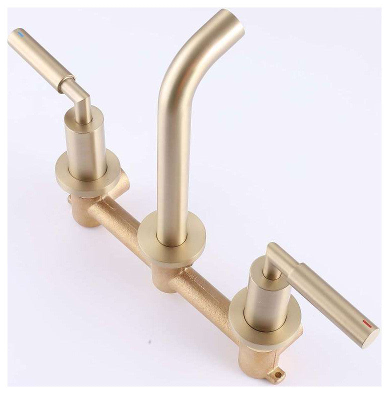 Wall Mounted Dual Handles Bathroom Faucet-Includes Rough-in Valve
