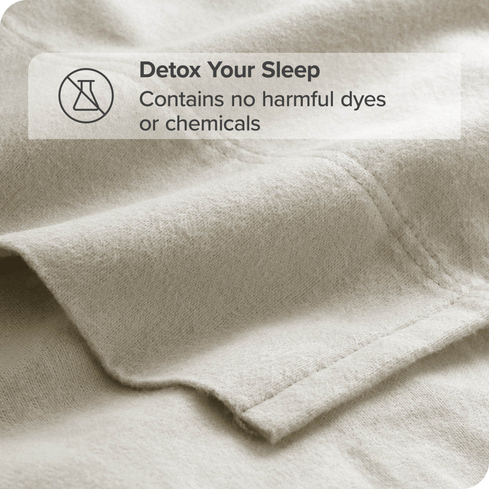 Bare Home Cotton Flannel Sheet Set, Ivory, Twin Xl