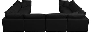 Plush Velvet / Down Standard Comfort 8-Piece U-Shaped Modular Sectional, Black