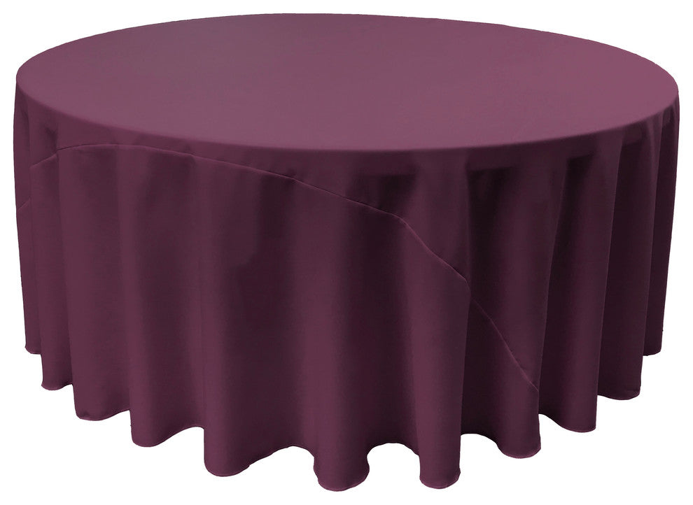 LA Linen Round Polyester Poplin, Eggplant, 108" Round