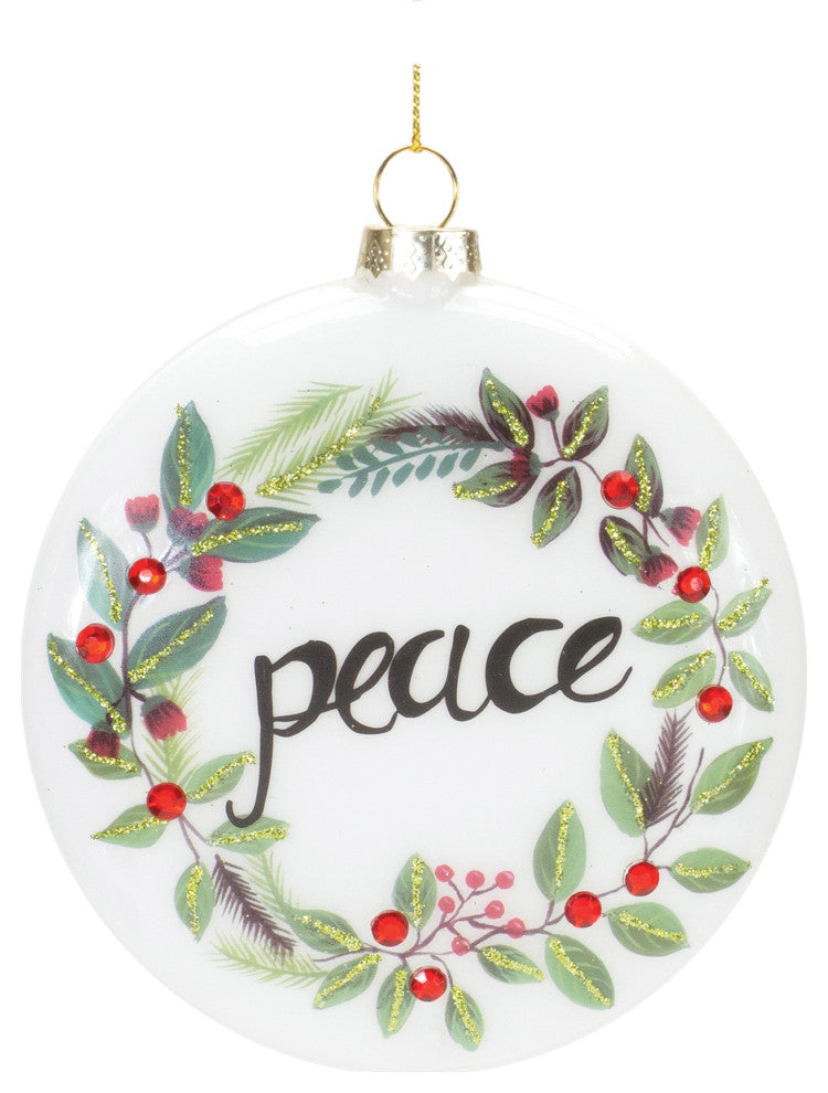 Peace and Noel Wreath Disc Ornament, 12-Piece Set