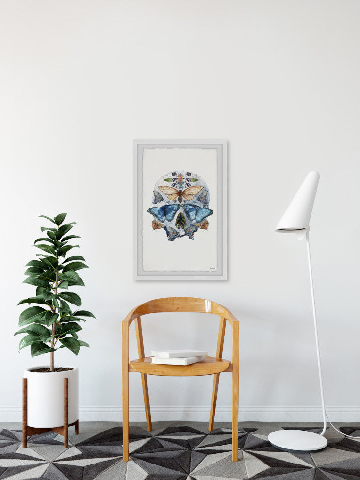 "Half Butterfly Skull" Framed Painting Print, 24"x36"