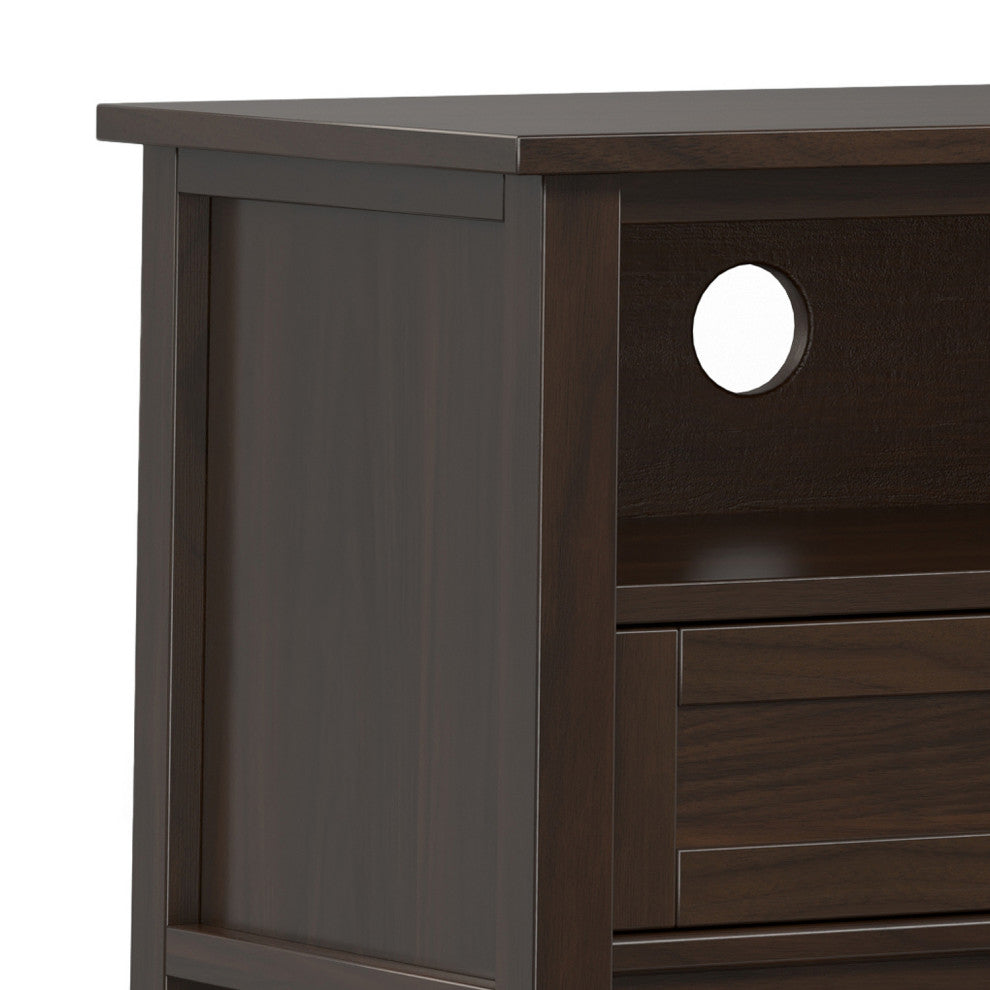 Warm Shaker SOLID WOOD 72" Low TV Media Stand For TVs up to 80", Tobacco Brown