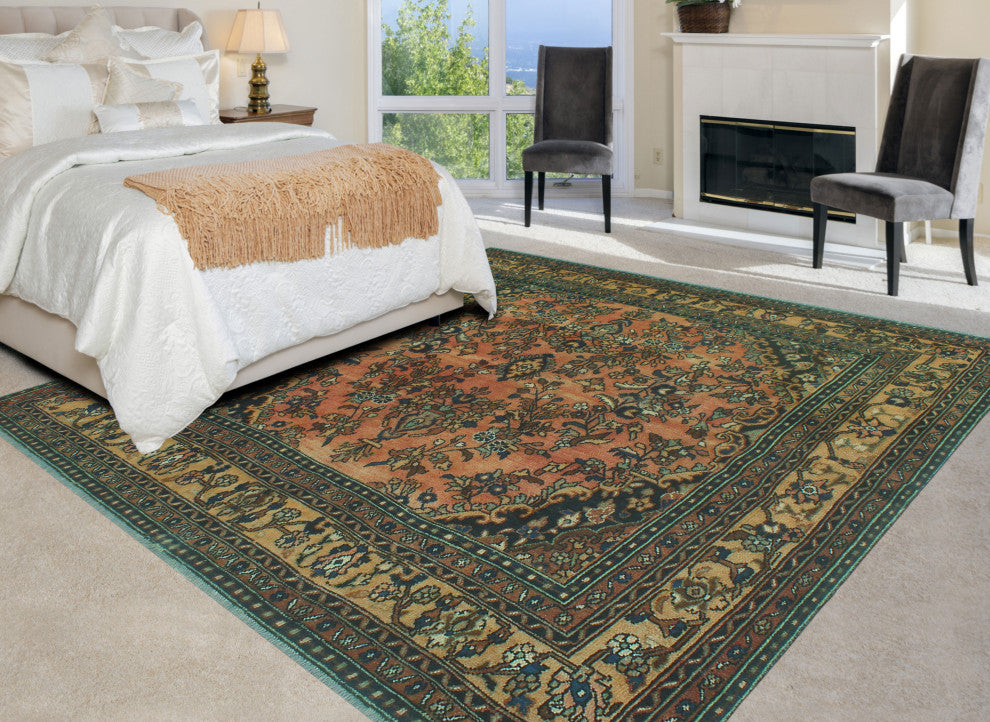Fine Vintage Distressed Ametta Rust/Charcoal Rug, 7'4x8'1