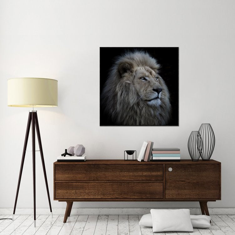 "Proud Lion" Framed Canvas Giclee by Louise Wolbers, 41x41"