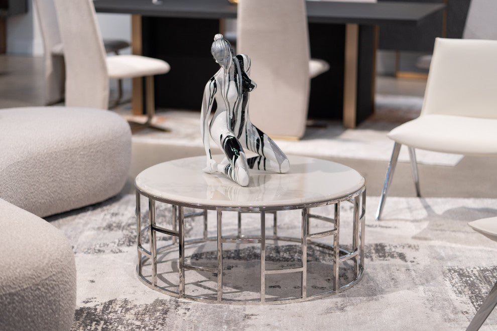 Modrest Silvan Modern Marble and Stainless Steel Coffee Table