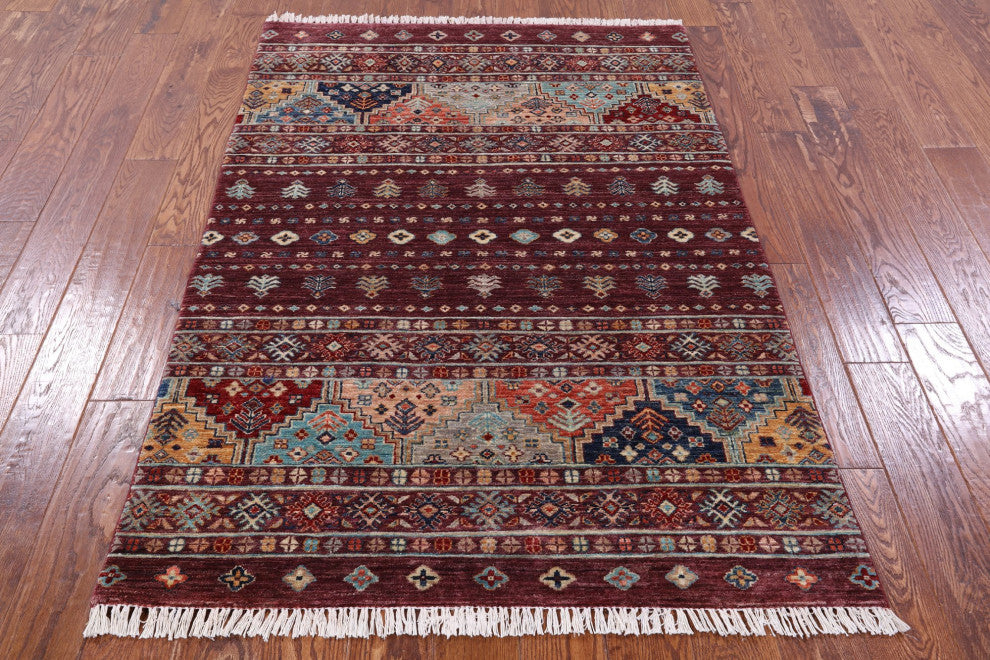 Handmade Super Kazak Khorjin Rug 4' 0" X 6' 0" Q10460