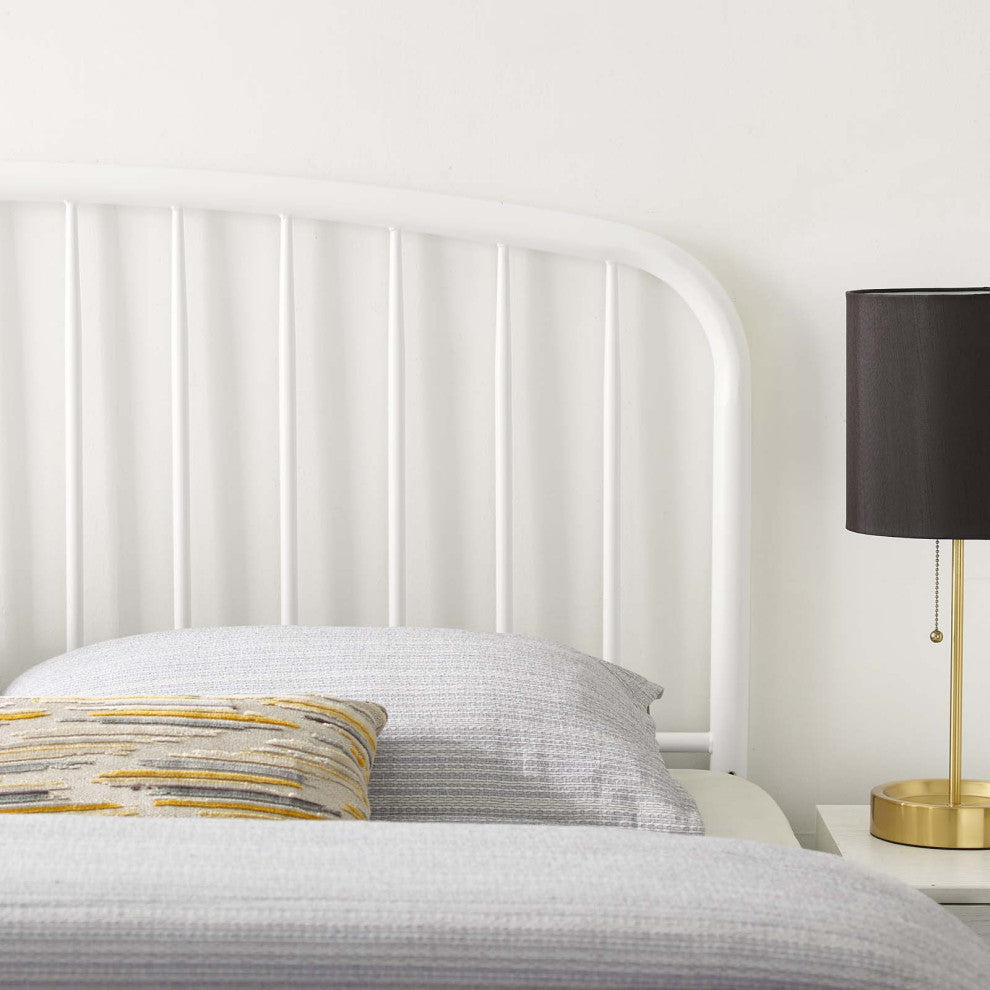 Headboard, King Size, Metal, White, Modern Farmhouse, Bedroom Master Suite
