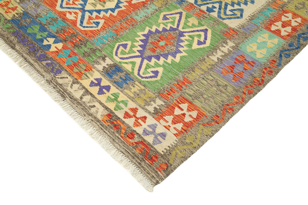 Rug N Carpet - Handmade Turkish 8' 7'' x 11' 3'' Modern Design Wool Kilim Rug