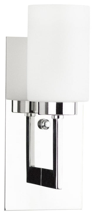 Brio Wall Sconce WithFrosted Glass Shade, Polished Chrome