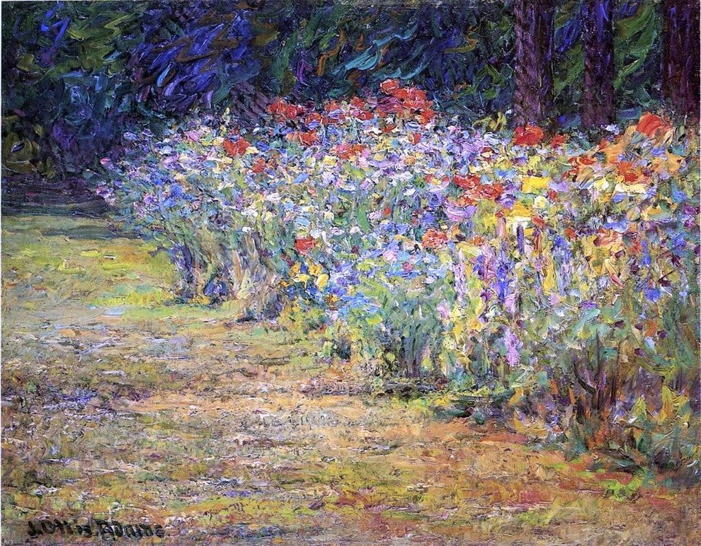 John Ottis Adams Flower Border, Gallery Wrapped Canvas Print, 21"x28"