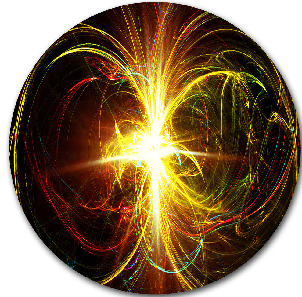 Fractal Hoops, Abstract Digital Art Round Wall Art, 23"
