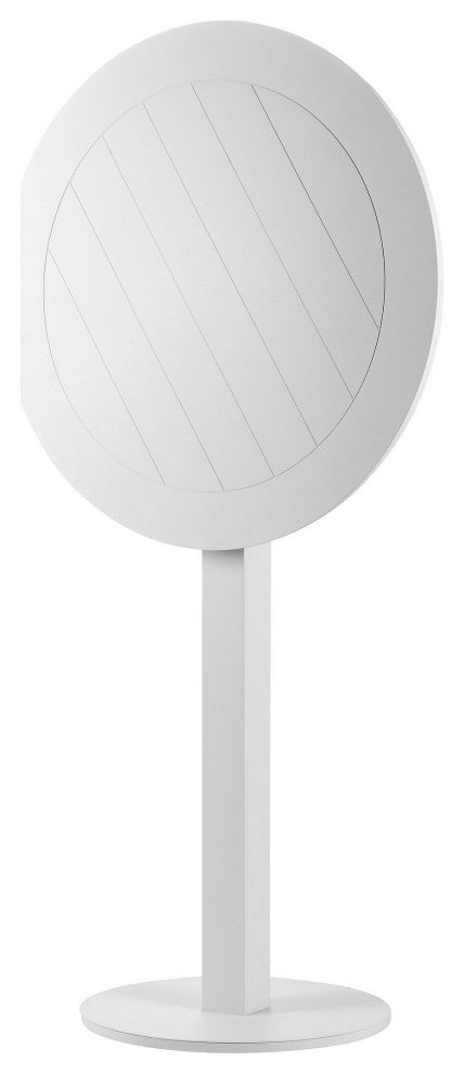 Benzara BM287742 Keli 43" Outdoor Bar Table, White Aluminum Frame