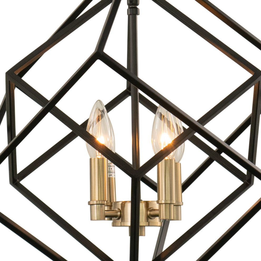 Rad 17.5" 4 Light Pendant Black and Natural Brass