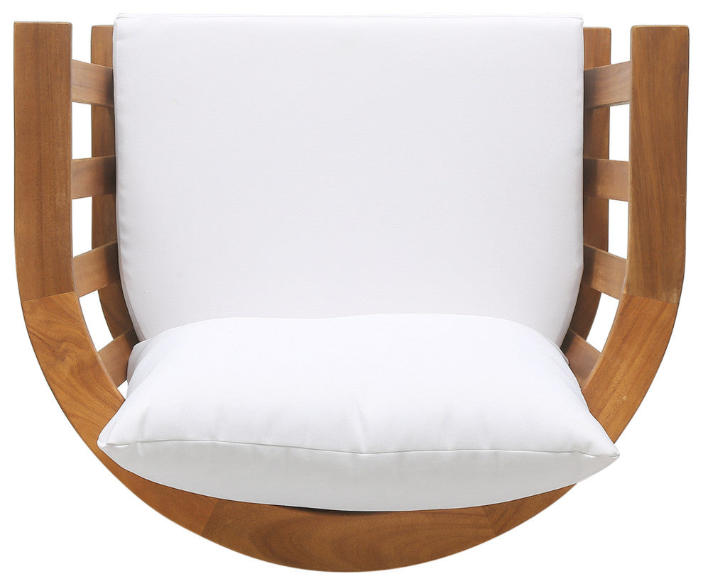 Dean Outdoor Wooden Club Chair With Cushions, Set of 2