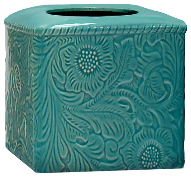 Savannah Tissue Box, Turquoise