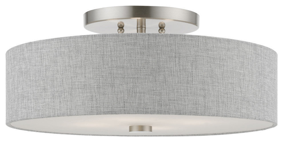 Dakota 4 Light Brushed Nickel With Shiny White Accents Semi-Flush