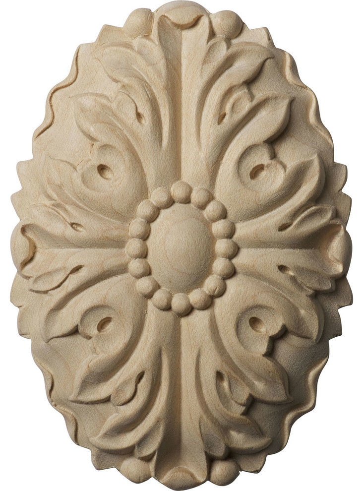3"W x 4 1/4"H x 5/8"P Ashford Oval Rosette, Cherry