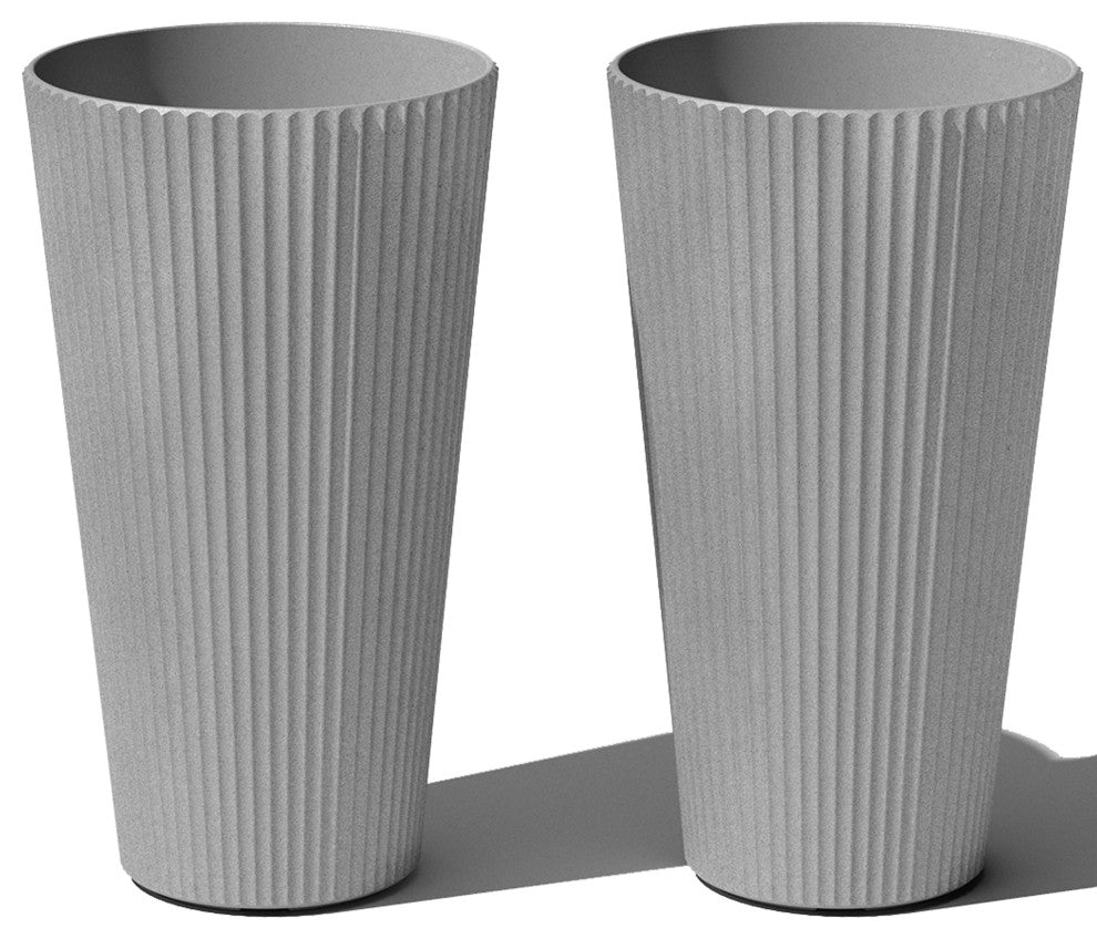 Veradek Demi Series Tall 26" Planter, Gray, 2 Pack