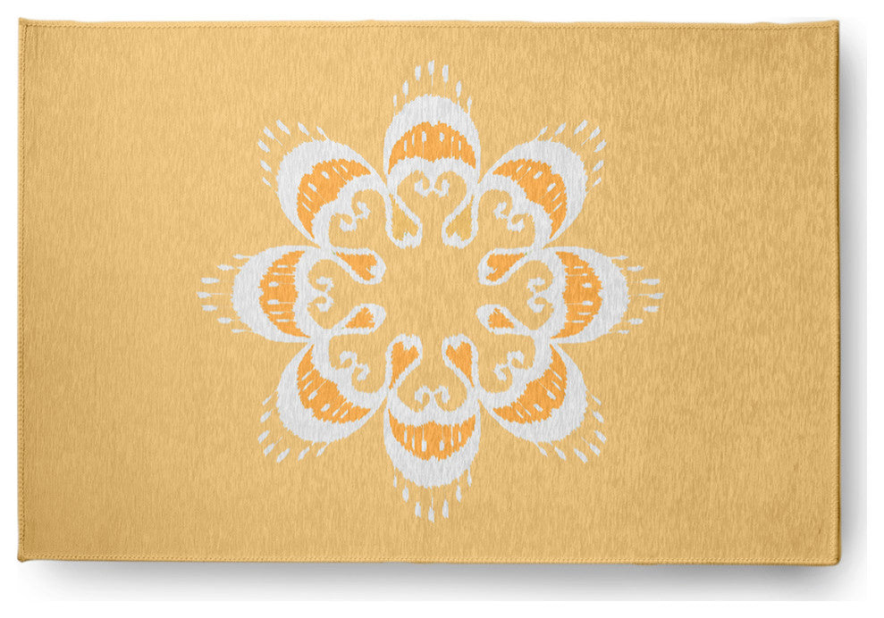 Ikat Mandala Chenille Rug, Sunshine Yellow, 2'x3'