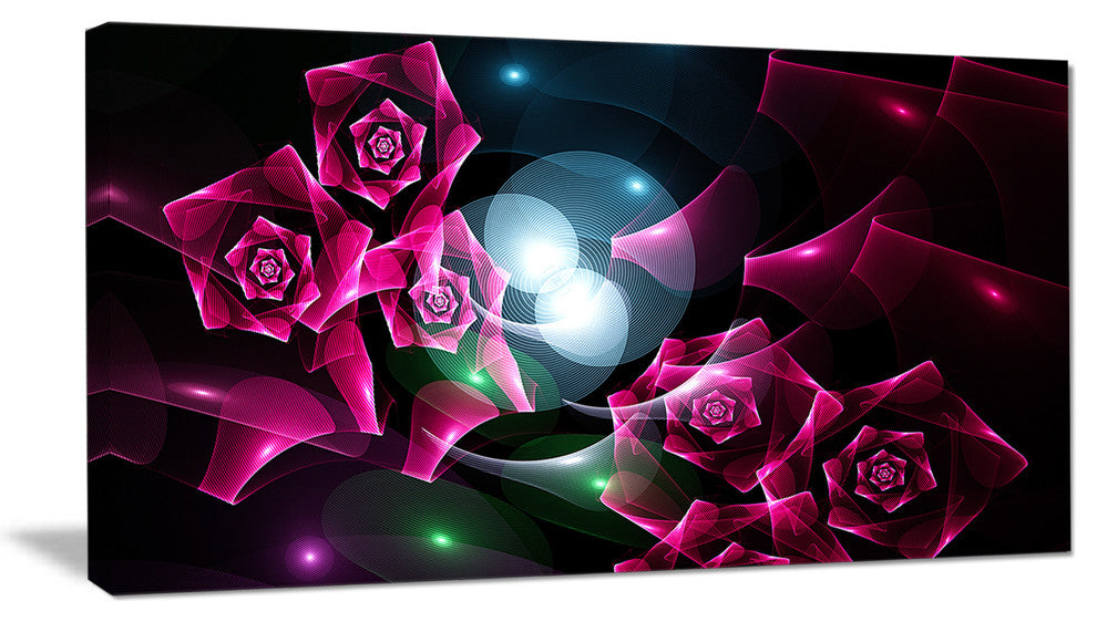 Pink Bouquet of Beautiful Roses, Abstract Canvas Art Print, 40x20