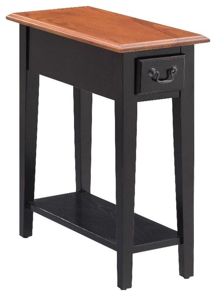Leick Furniture Chairside Wood End Table in Slate Black Finish