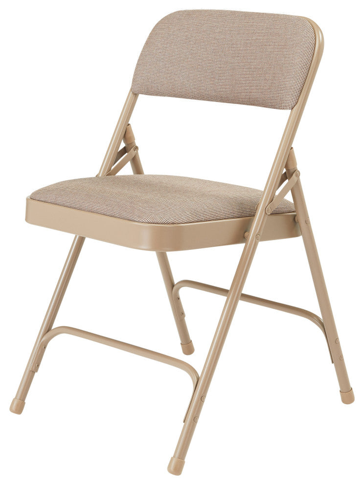 NPS 2200 Fabric Double Hinge Premium Folding Chair, Cafe Beige, Set of 4