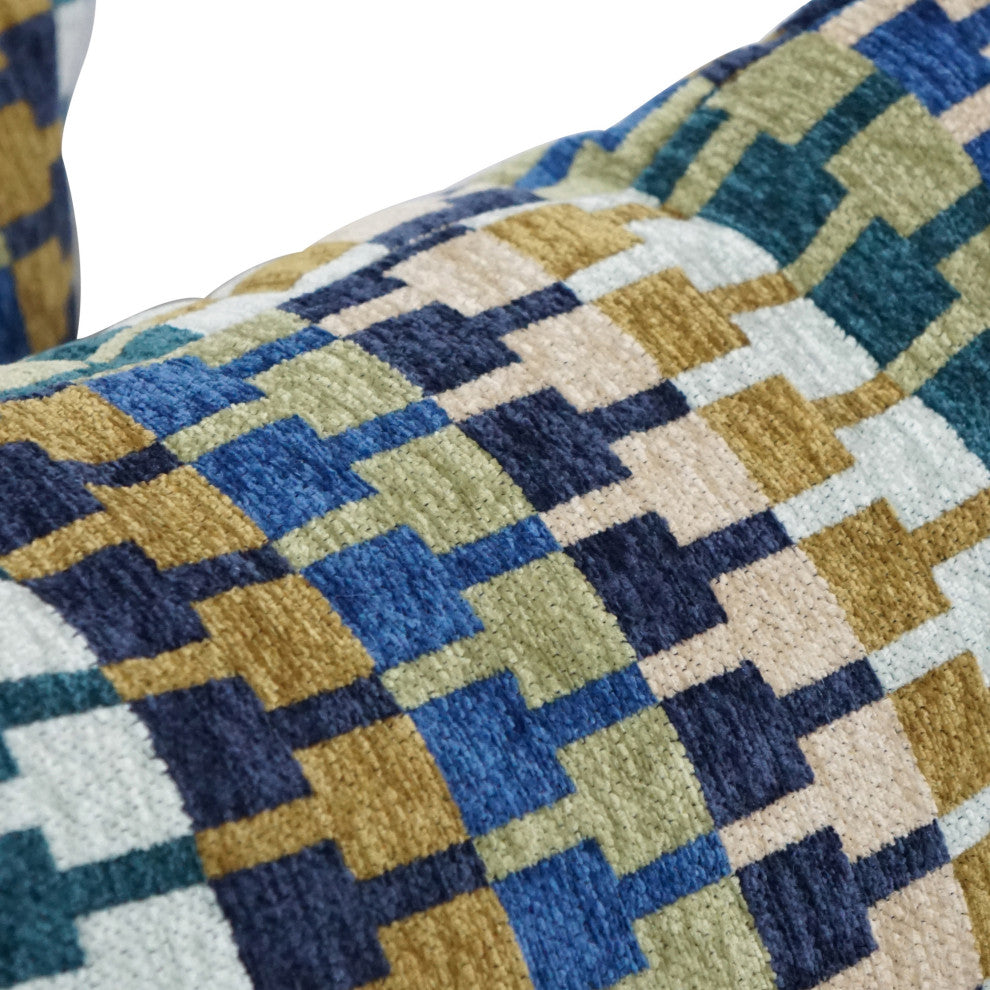 17" Jacquard Throw Pillows With Inserts, Set of 4, Legion Aegean