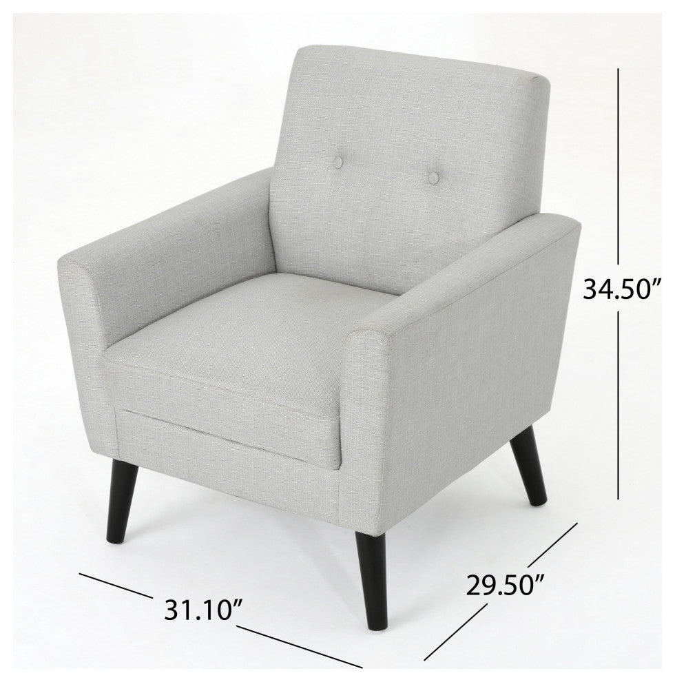 GDF Studio Sierra Mid Century Fabric Club Chair, Light Gray