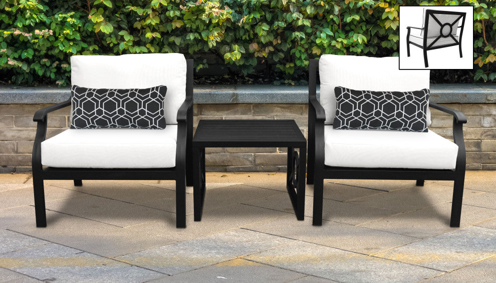 kathy ireland Madison Ave. 3 Piece Aluminum Patio Furniture Set 03a, Alabaster