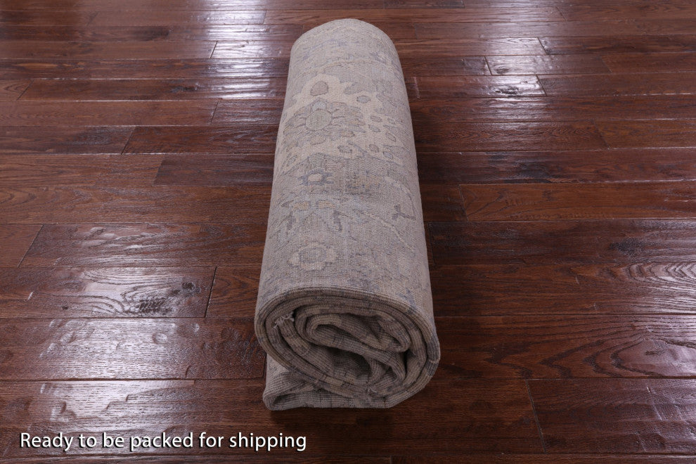 6' 1" X 8' 10" White Wash Peshawar Handmade Wool Rug Q9537