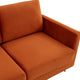 LeisureMod Lincoln Modern Velvet Sofa With Gold Frame, Orange Marmalade